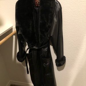 Leather and fur coat.